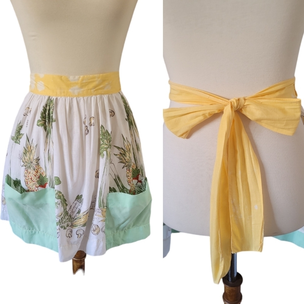 Vintage Handmade Fruit and Vegetable Multi-color Cotton Apron